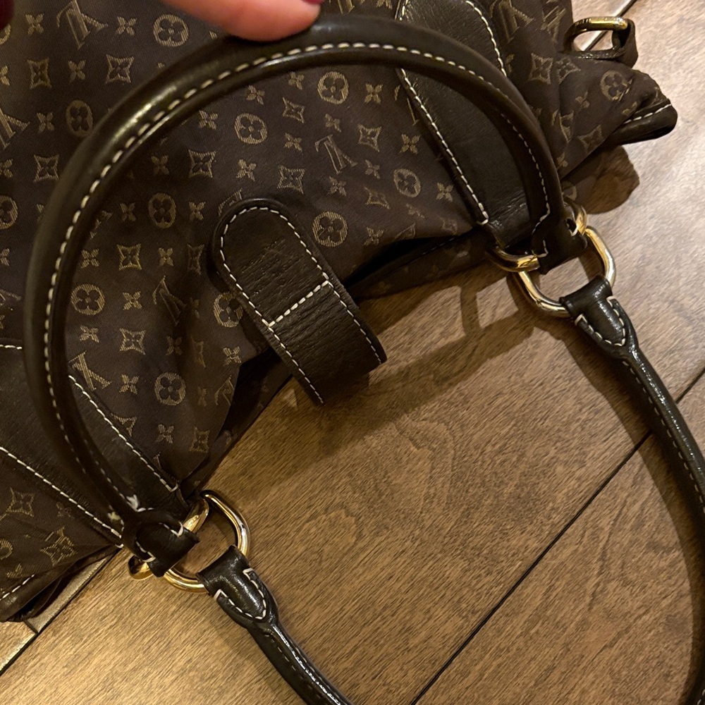 Louis Vuitton Brown Monogram Canvas Shoulder Bag with Black Handles - Picture 8 of 12